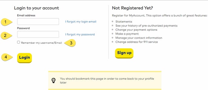 Accessing MyAccount
